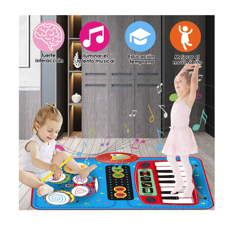 ALFOMBRA RIQUI MUSICAL PIANO Y TAMBOR JUGUETE NIÑOS 70X45 CM - 7