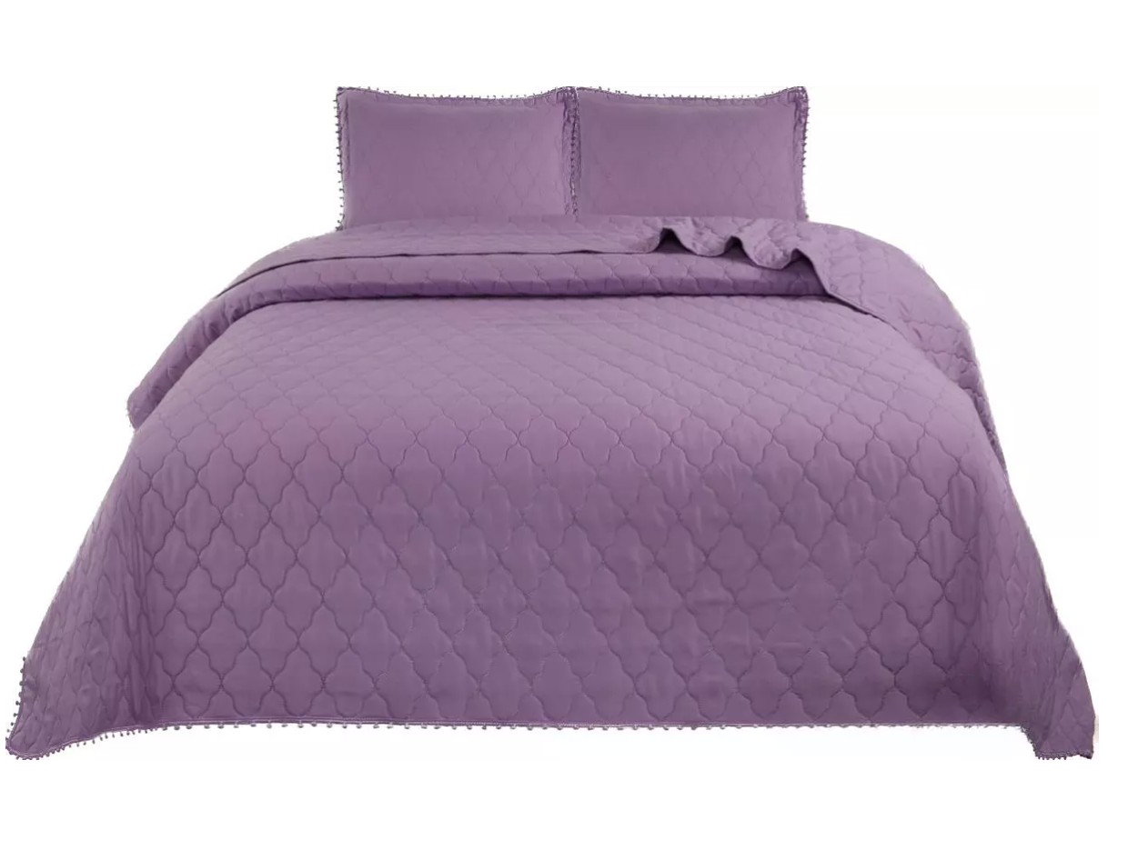 CUBRECAMA RIQUI MICROFIBRA MORADO QUILT ALGODON KING - 1