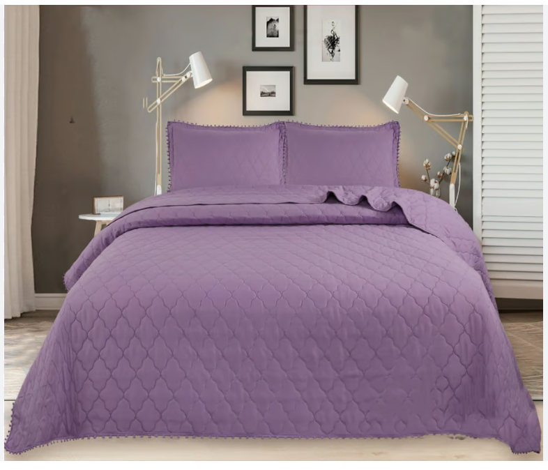 CUBRECAMA RIQUI MICROFIBRA MORADO QUILT ALGODON KING - 2