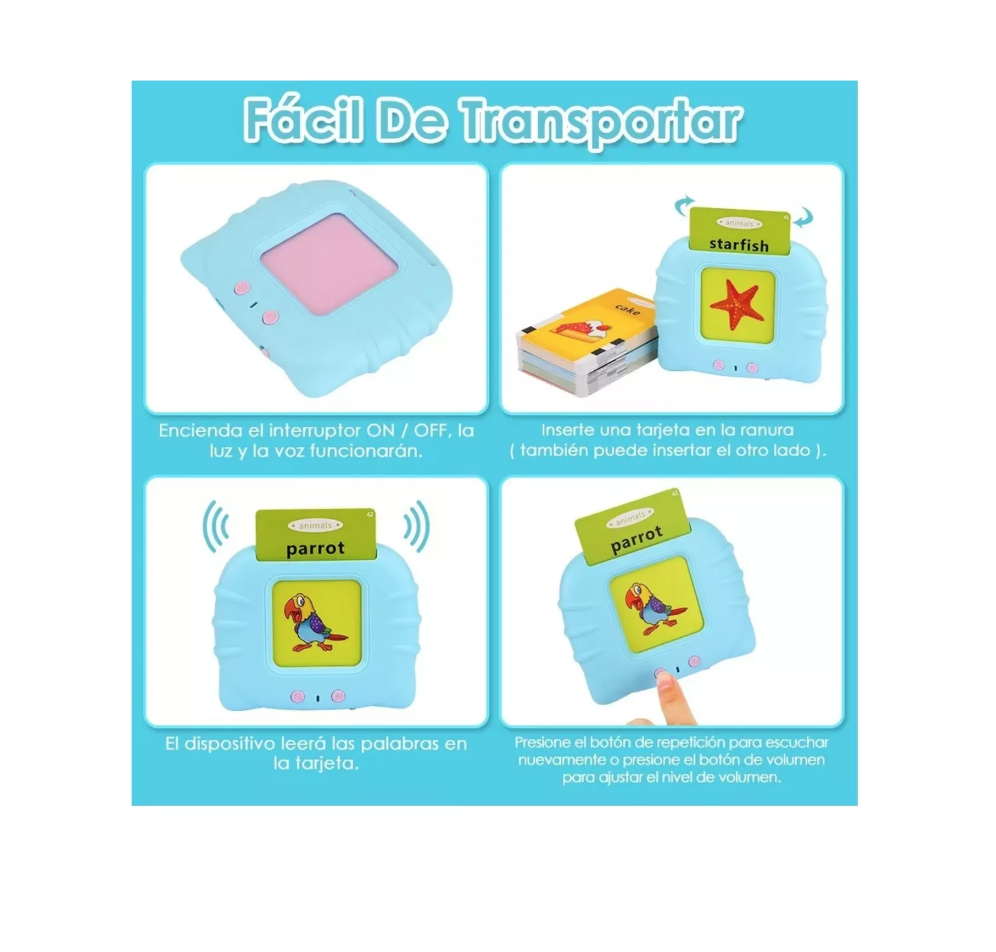JUGUETES APRENDIZAJE ESPAÑOL RIQUI MULTICOLOR TARJETAS NIÑOS 224 PALABRAS - 6