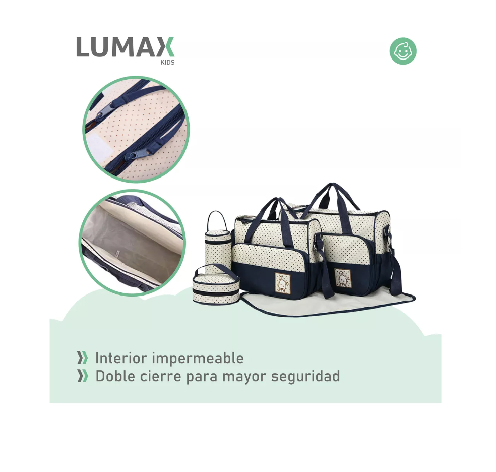 BOLSO RIQUI MATERNAL 5 PIEZAS MUDADOR AZUL - 4