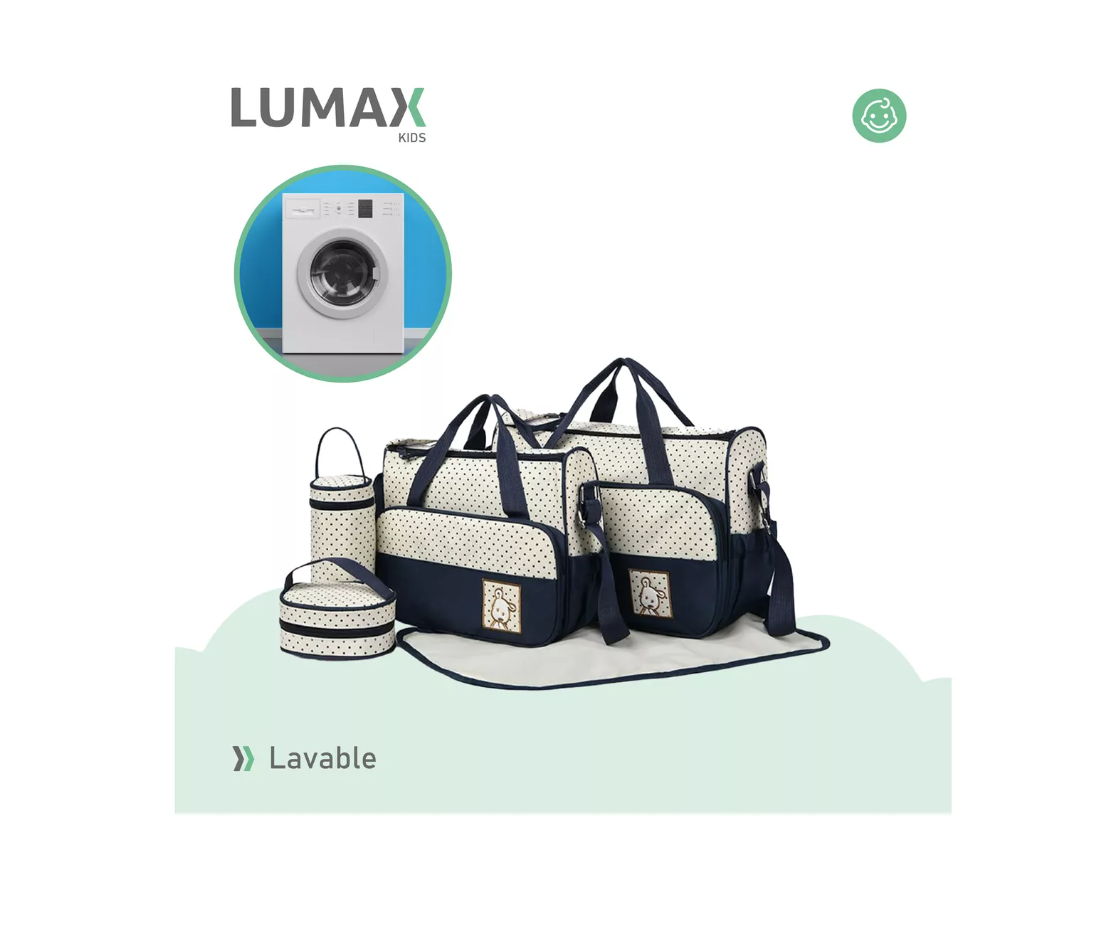 BOLSO RIQUI MATERNAL 5 PIEZAS MUDADOR AZUL - 6