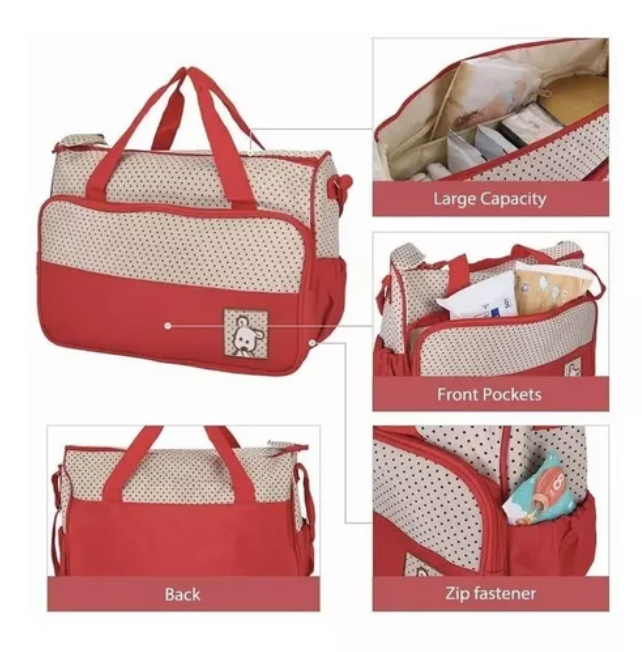 BOLSO RIQUI MATERNAL 5 PIEZAS ROJO - 5
