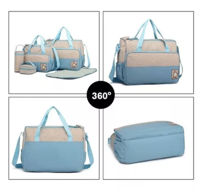 BOLSO RIQUI MATERNAL 5 PIEZAS CELESTE - 3