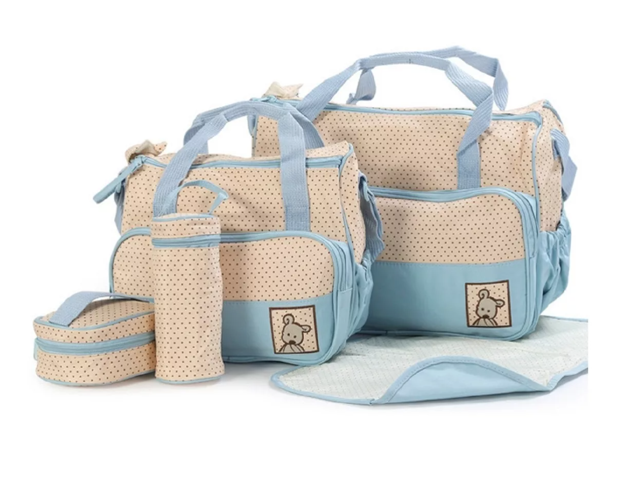 BOLSO RIQUI MATERNAL 5 PIEZAS CELESTE - 5
