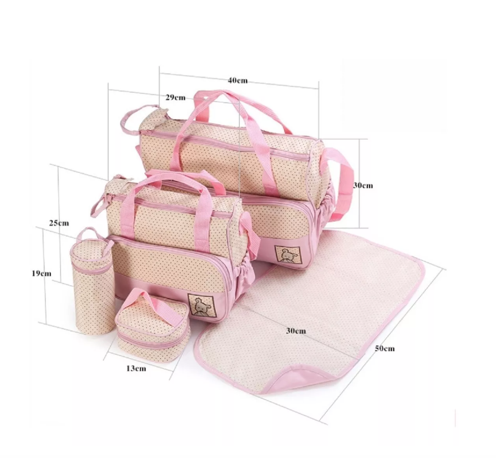BOLSO RIQUI MATERNAL 5 PIEZAS ROSADO - 2