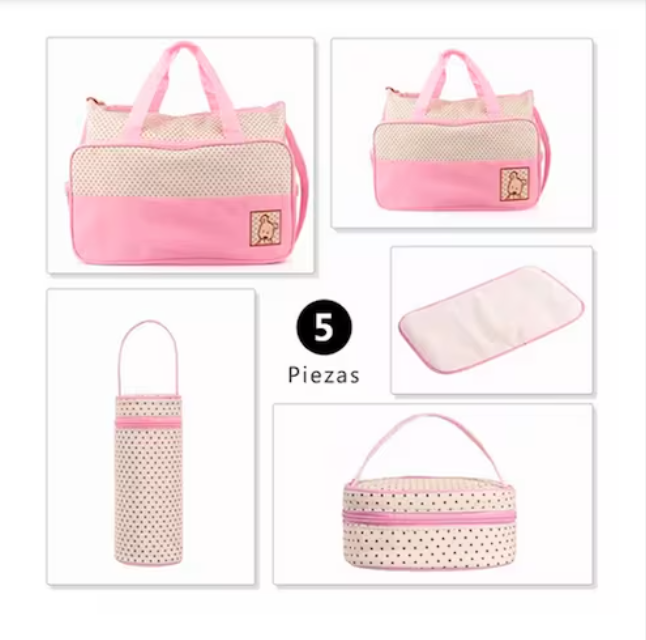 BOLSO RIQUI MATERNAL 5 PIEZAS ROSADO - 5