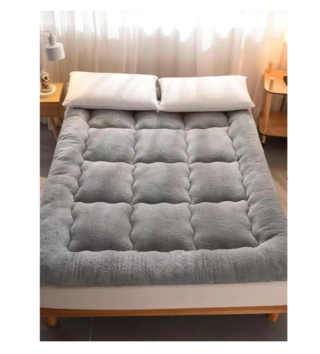 CUBRECOLCHÓN RIQUI 2 PLAZAS ALGODÓN GRIS ACOLCHADO + FUNDAS - 2