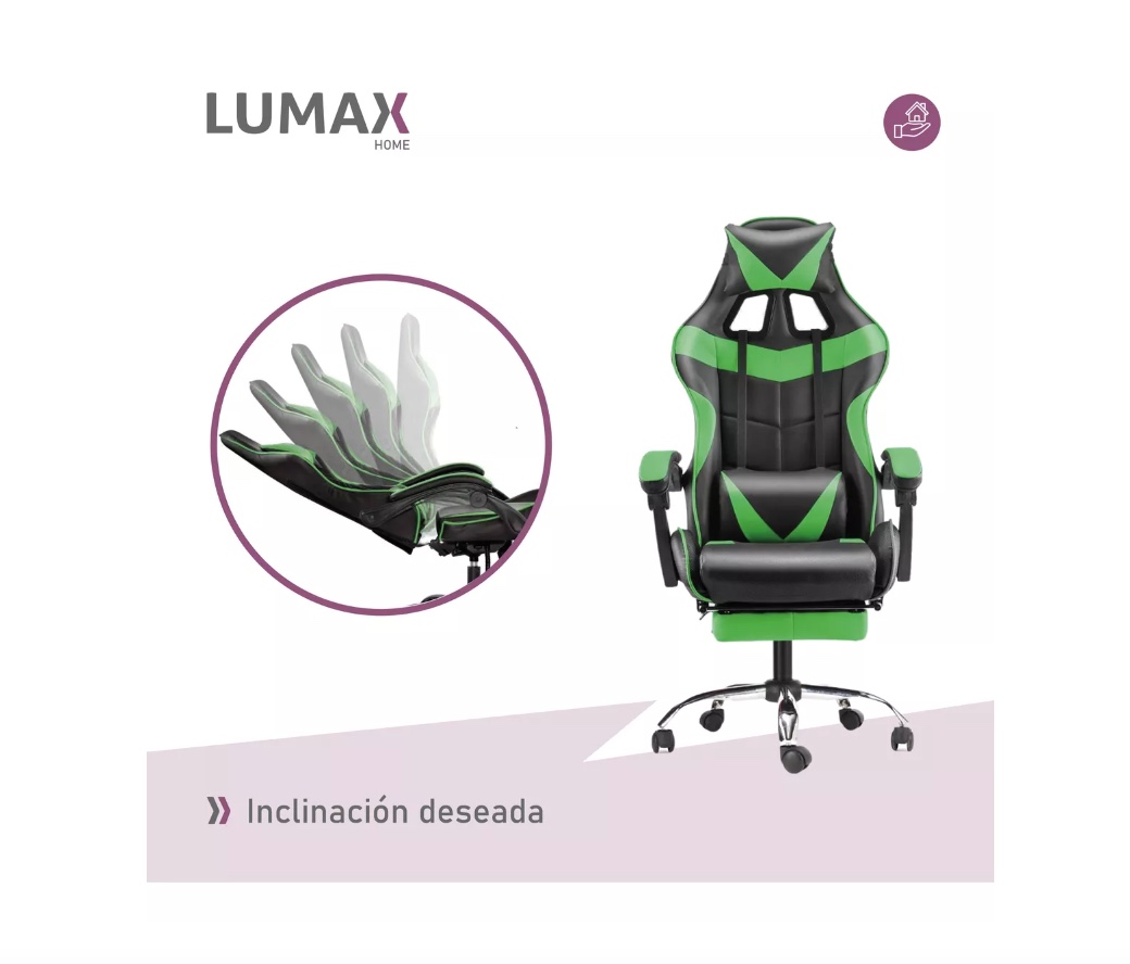 SILLA GAMER LUMAX ROM CON APOYAPIES VARIOS COLORES METINCA - 7
