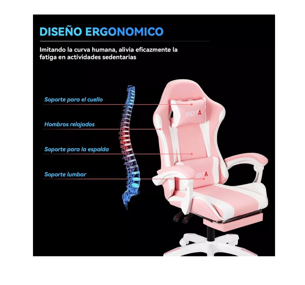 SILLA GAMER ERGONÓMICA PROFESIONAL CON REPOSAPIÉS - 2