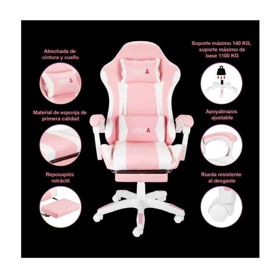 SILLA GAMER ERGONÓMICA PROFESIONAL CON REPOSAPIÉS - 4
