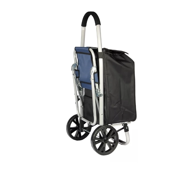 CARRITO DE COMPRAS PLEGABLE CON SILLA FERIA, SUPERMERCADO - 3