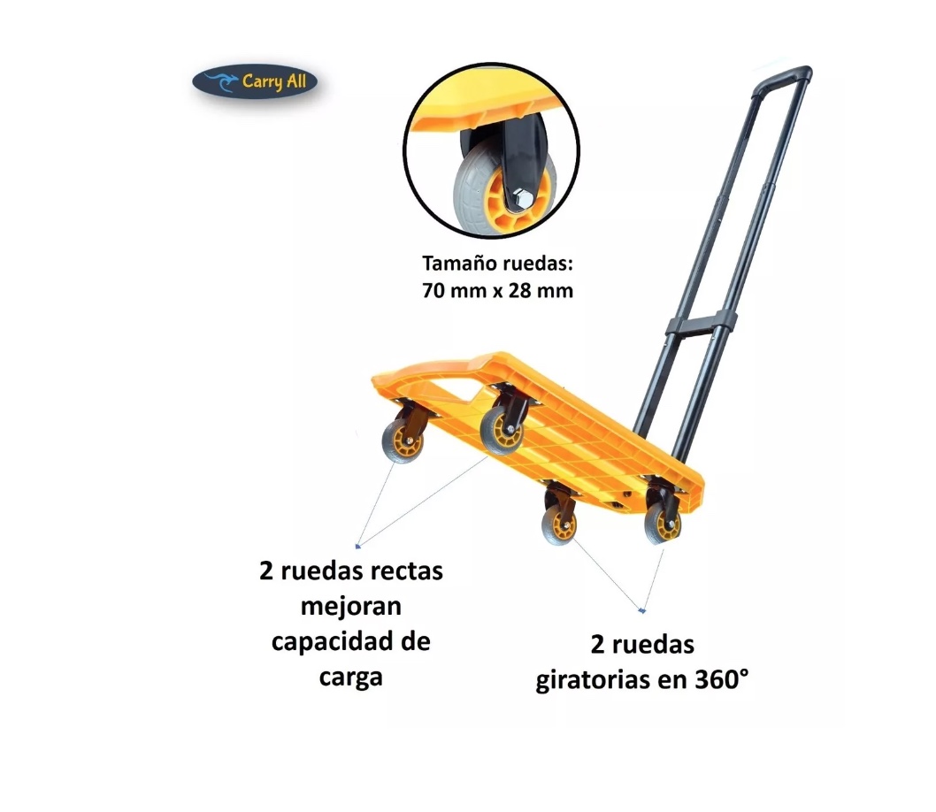 CARRO PLEGABLE RIQUI CARGA TIPO PLATAFORMA 100 KILOS YEGUA - 5