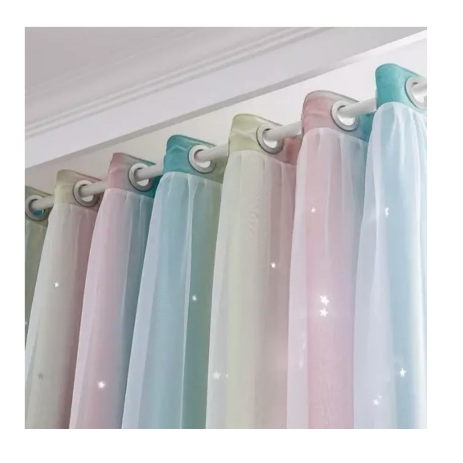 2PIEZAS CORTINAS BLACKOUT PARA NIÑOS 132X214CM CON ESTRELLAS - 2