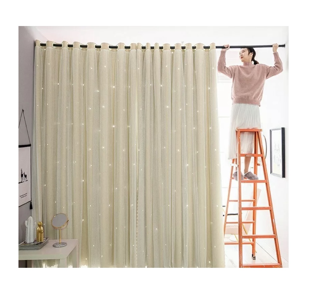 CORTINAS TELA+VISILLO ESTRELLA HUECA 150CM X 240CM (2 PAÑOS) - 2