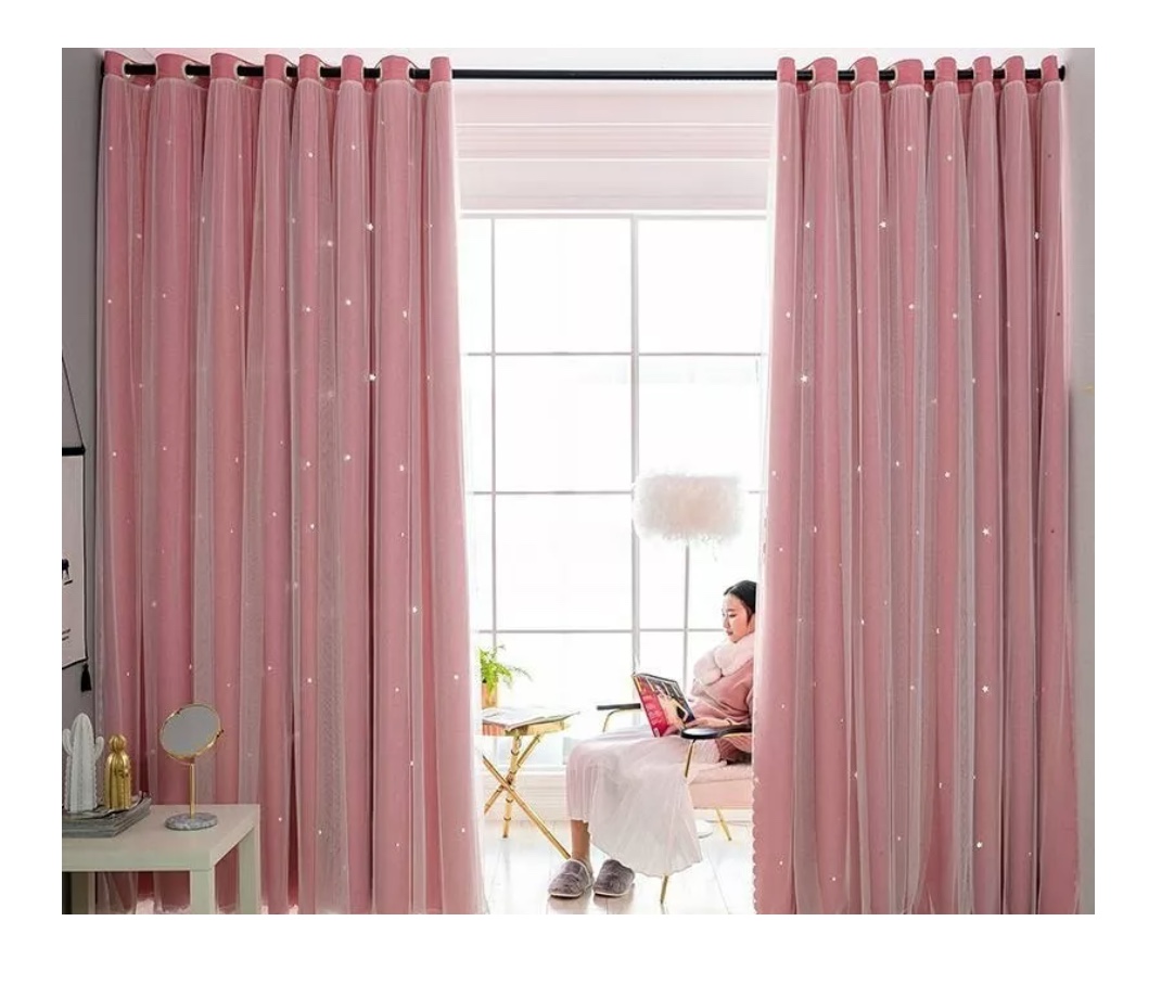 CORTINAS TELA+VISILLO ESTRELLA HUECA 150CM X 240CM (2 PAÑOS) - 2