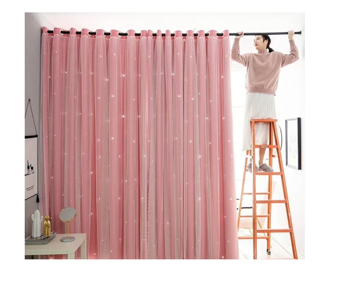 CORTINAS TELA+VISILLO ESTRELLA HUECA 150CM X 240CM (2 PAÑOS) - 3