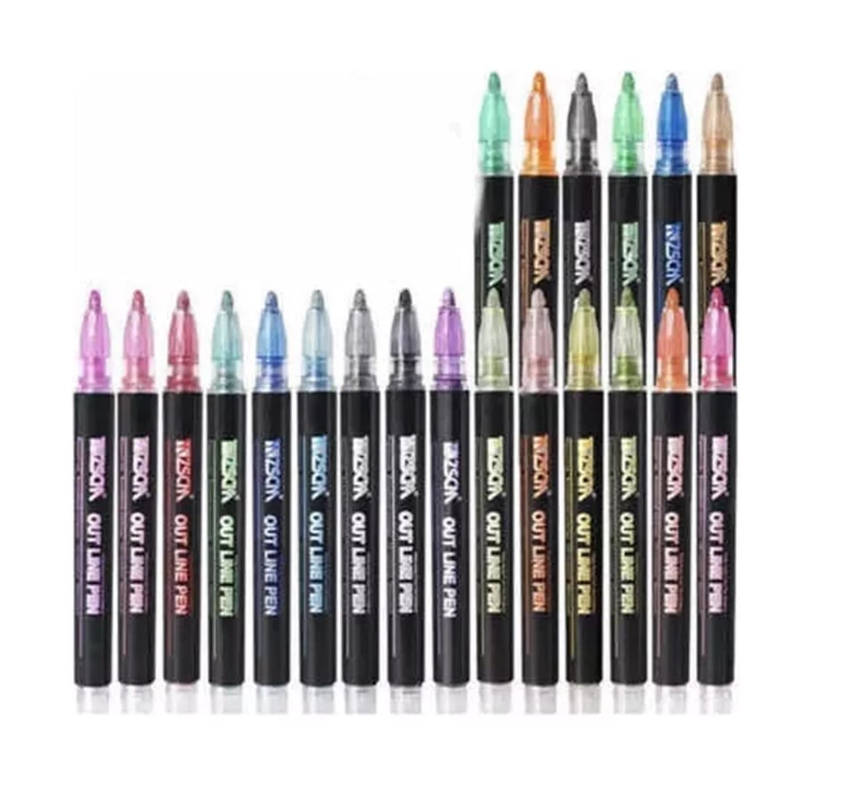 LÁPICES RIQUI MARCADORES MÁGICOS METÁLICOS CON CONTORNO 24 COLORES - 1