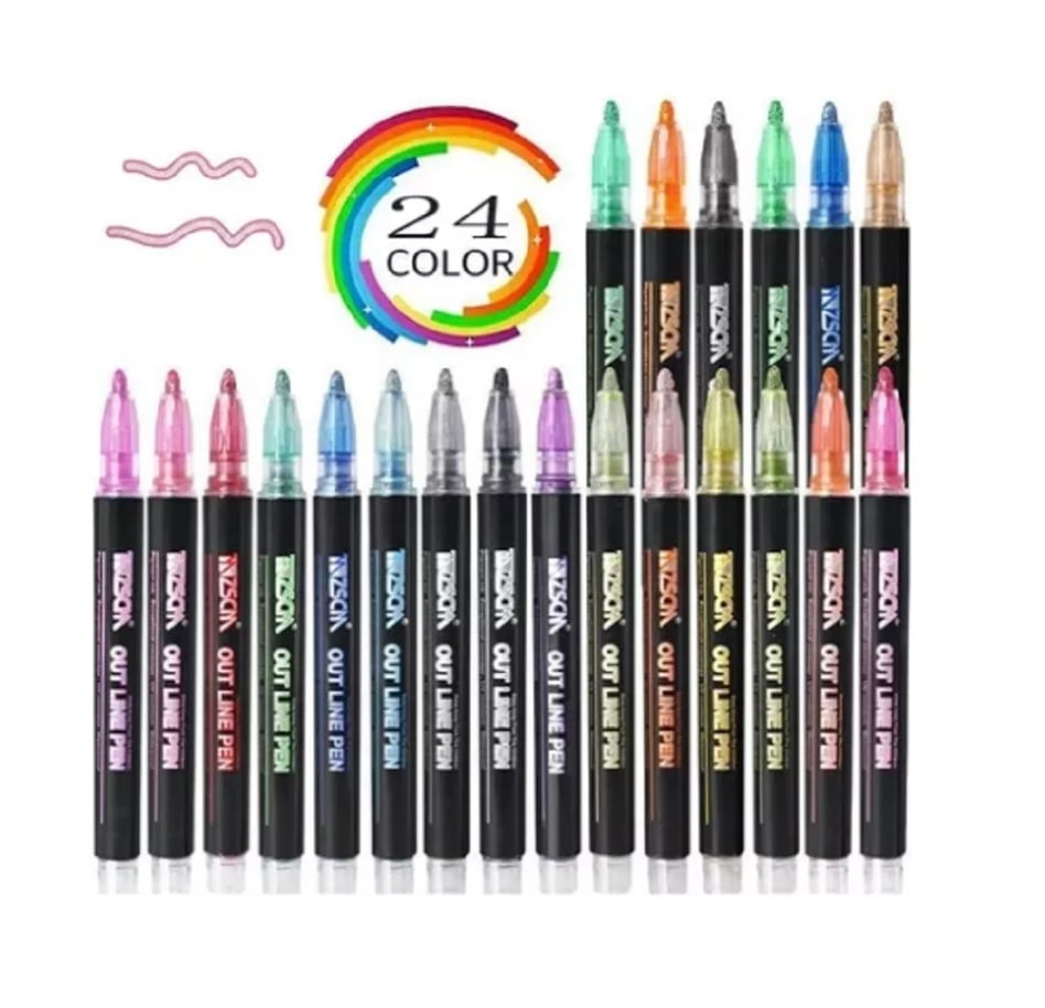 LÁPICES RIQUI MARCADORES MÁGICOS METÁLICOS CON CONTORNO 24 COLORES - 2