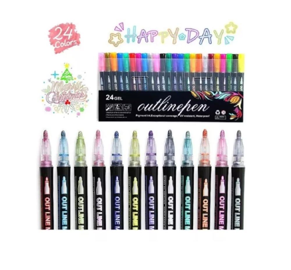 LÁPICES RIQUI MARCADORES MÁGICOS METÁLICOS CON CONTORNO 24 COLORES - 3
