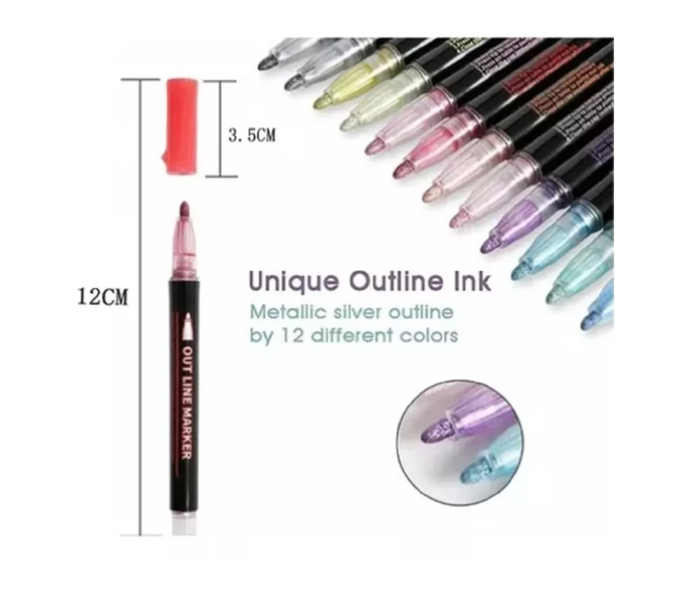 LÁPICES RIQUI MARCADORES MÁGICOS METÁLICOS CON CONTORNO 24 COLORES - 6