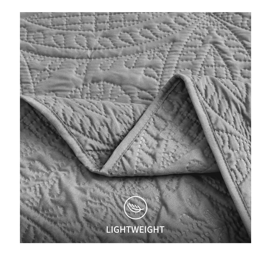 CUBRECAMA RIQUI GRIS QUILT REVERSIBLE KING + 2 FUNDA ALMOHADA - 6
