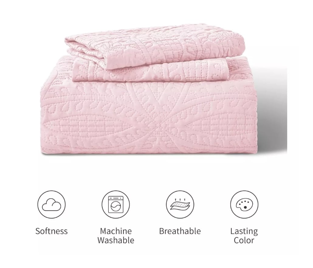 CUBRECAMA RIQUI ROSADO QUILT REVERSIBLE 264X228CM KING + 2 FUNDA ALMOHADA - 2