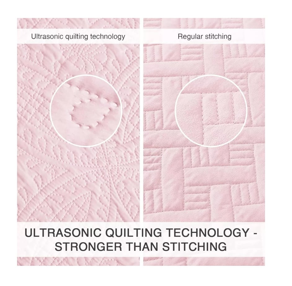 CUBRECAMA RIQUI ROSADO QUILT REVERSIBLE 264X228CM KING + 2 FUNDA ALMOHADA - 5