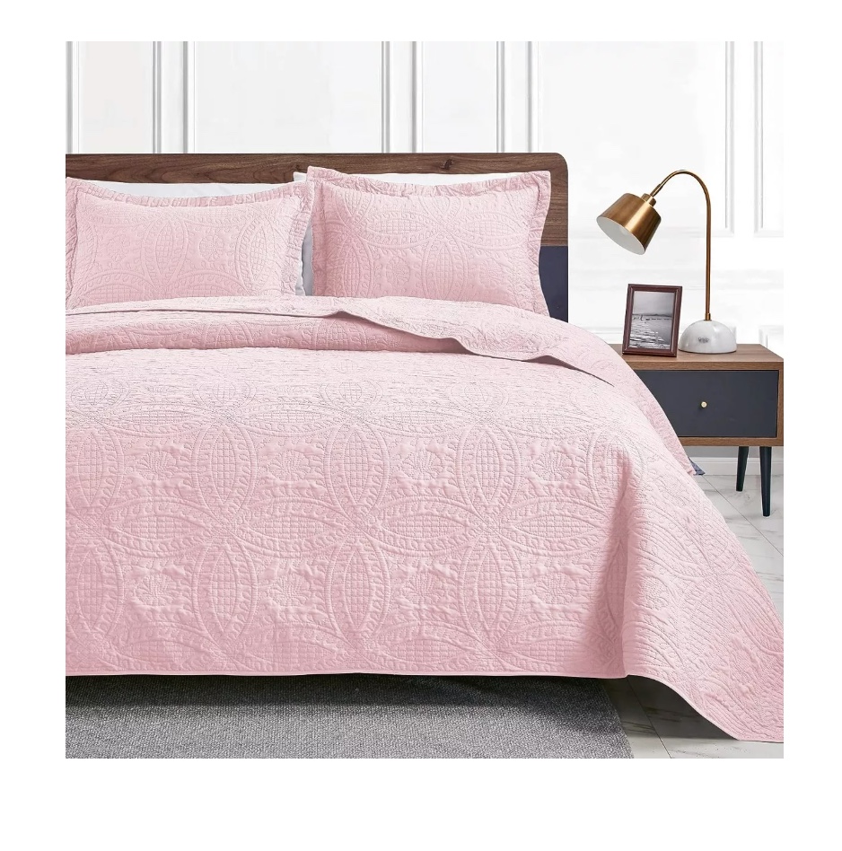 CUBRECAMA RIQUI ROSADO QUILT REVERSIBLE 264X228CM KING + 2 FUNDA ALMOHADA - 7
