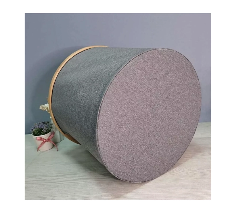 CESTO CANASTO ROPA SUCIA PLEGABLE BORDE MADERA CON TAPA - 8