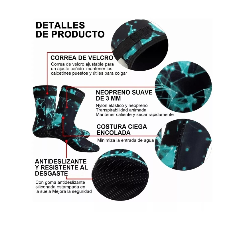 CALCETINES BUCEO 3MM UNISEX RIQUI SILICONA BOTAS AGUA ZAPATOS TÉRMICO NEOPRENO - 3