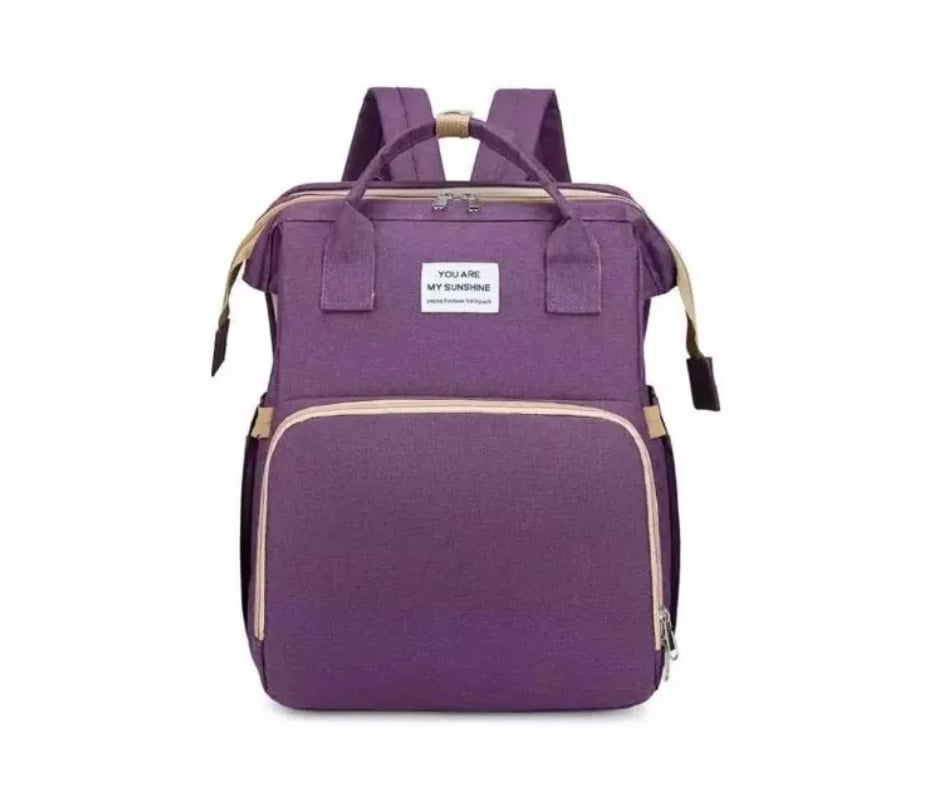 MOCHILA RIQUI 3 EN 1 PAÑALERA CUNA Y MUDADOR PORTÁTIL BEBÉS MORADO - 1