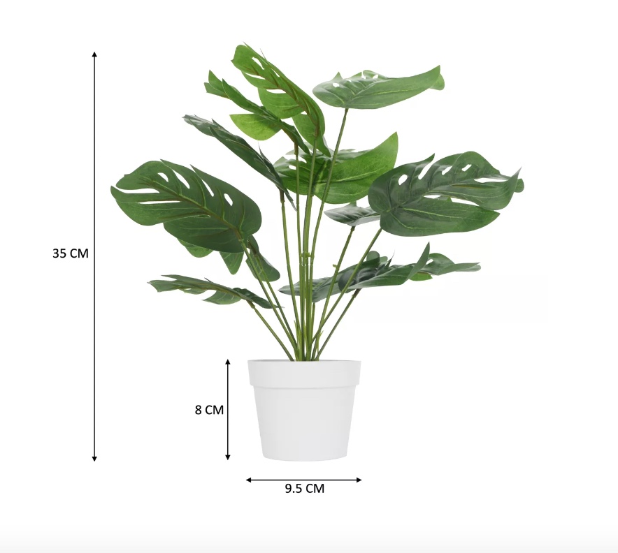 PLANTA MONSTERA DELICIOSA ARTIFICIAL MACETERO PLÁSTICO 35CM - 5