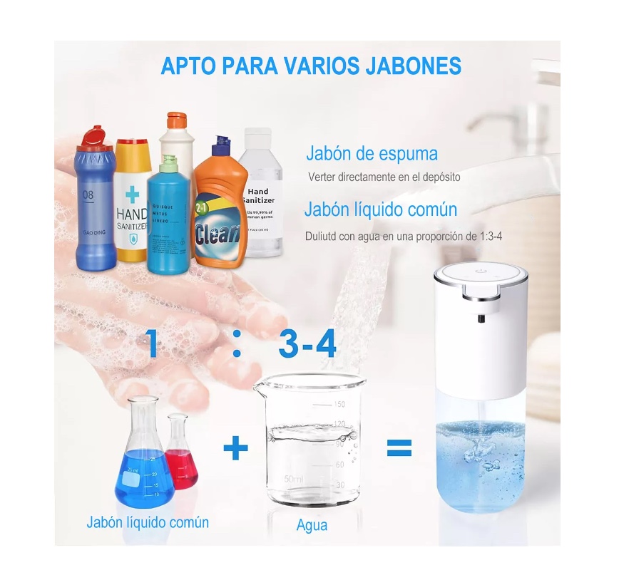 DISPENSADOR JABON AUTOMATICO INTELIGENTE CARGA USB+4 MARCHAS - 4