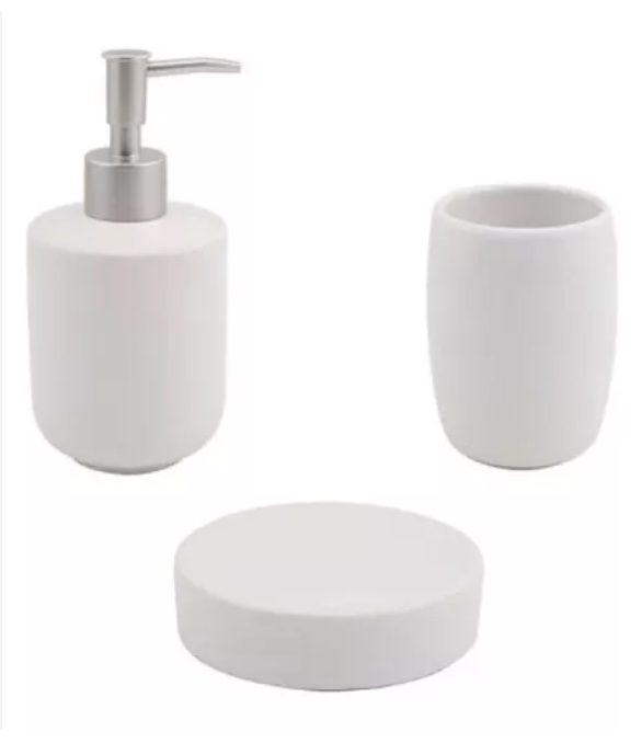 JUEGO DE LAVABO DE CERÁMICA DE 4 PIEZAS PARA BAÑO, COLOR BLANCO EXCLUSIVO - 2