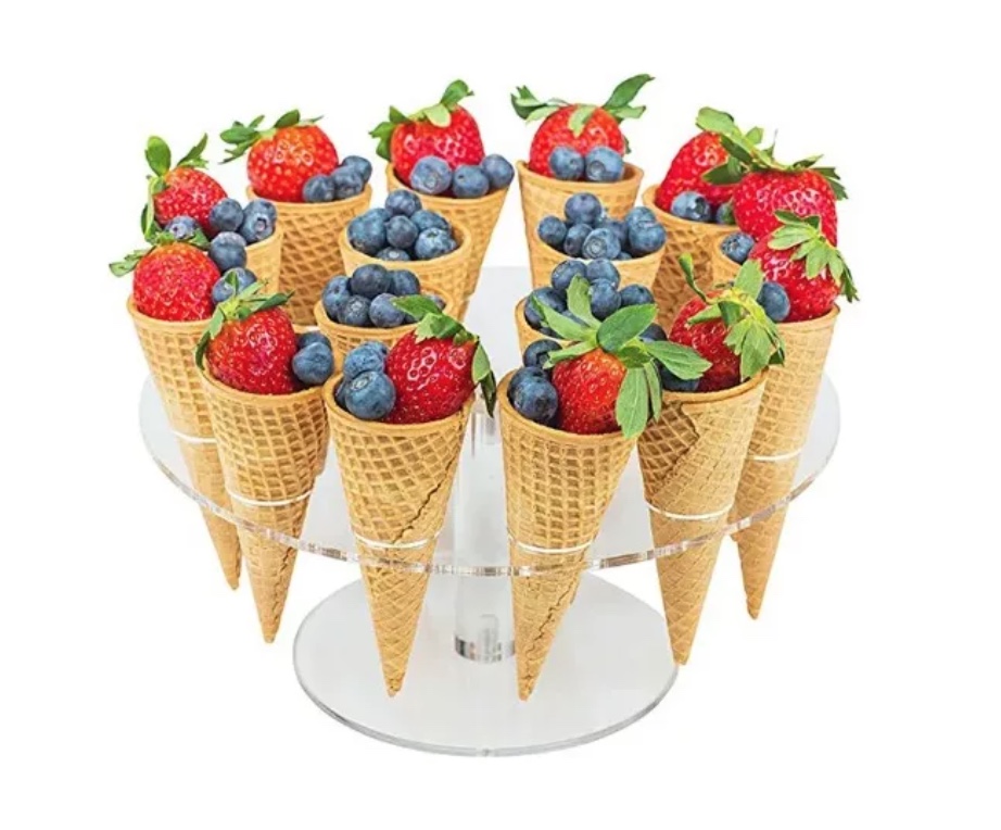 SOPORTE CONO HELADO , 16 AGUJEROS EXHIBICIÓN BODAS FIESTAS - 1