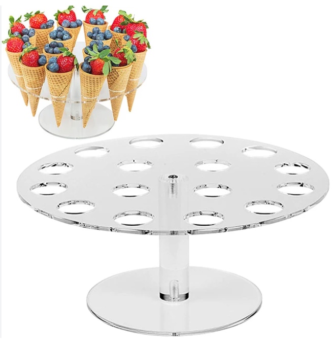 SOPORTE CONO HELADO , 16 AGUJEROS EXHIBICIÓN BODAS FIESTAS - 3