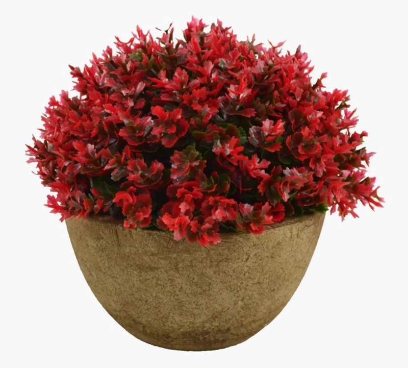 PLANTA CON FLORES ARTIFICIAL MACETERO CORCHO DECO 12CM - 1