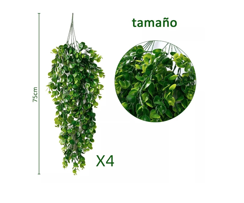 4PCS PLANTA COLGANTE ARTIFICIALES HOJAS REDONDA DE EUCALIPTO - 2