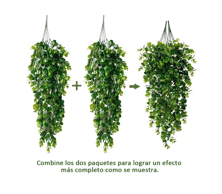 4PCS PLANTA COLGANTE ARTIFICIALES HOJAS REDONDA DE EUCALIPTO - 3
