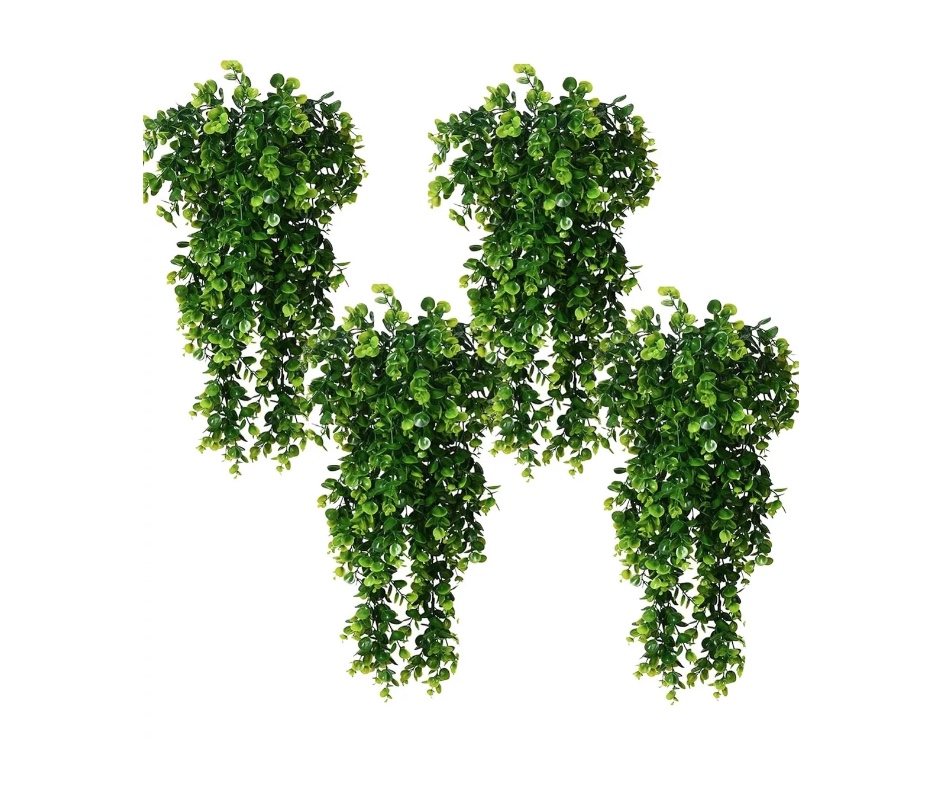 4PCS PLANTA COLGANTE ARTIFICIALES HOJAS REDONDA DE EUCALIPTO - 7