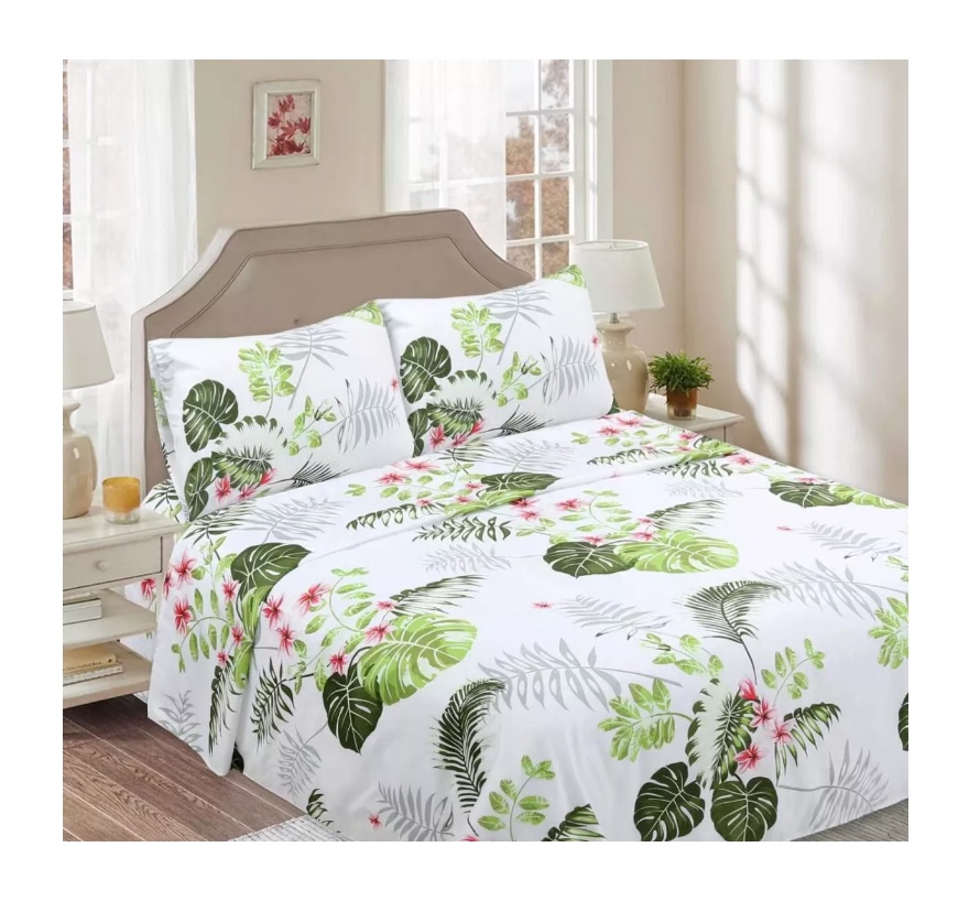 SÁBANAS RIQUI HOJAS 1.5 PLAZAS MULTICOLOR - 1