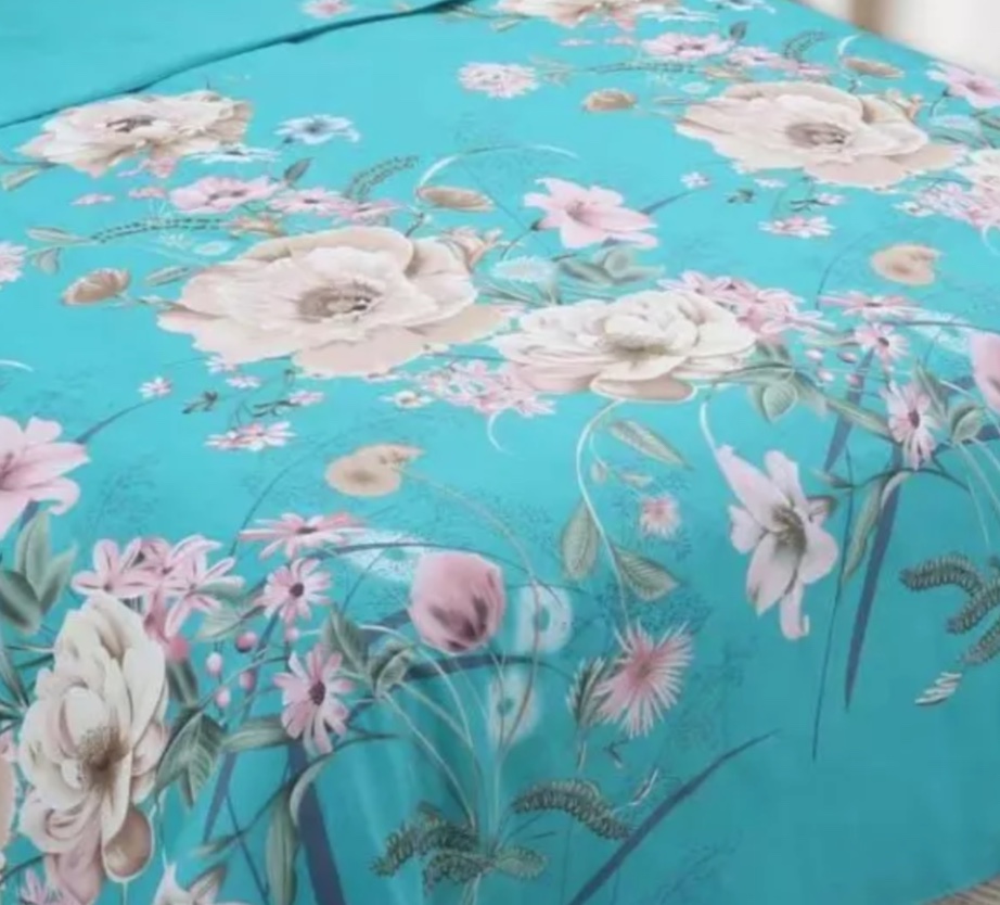SÁBANAS RIQUI FLOR 1.5 PLAZAS CELESTE - 2