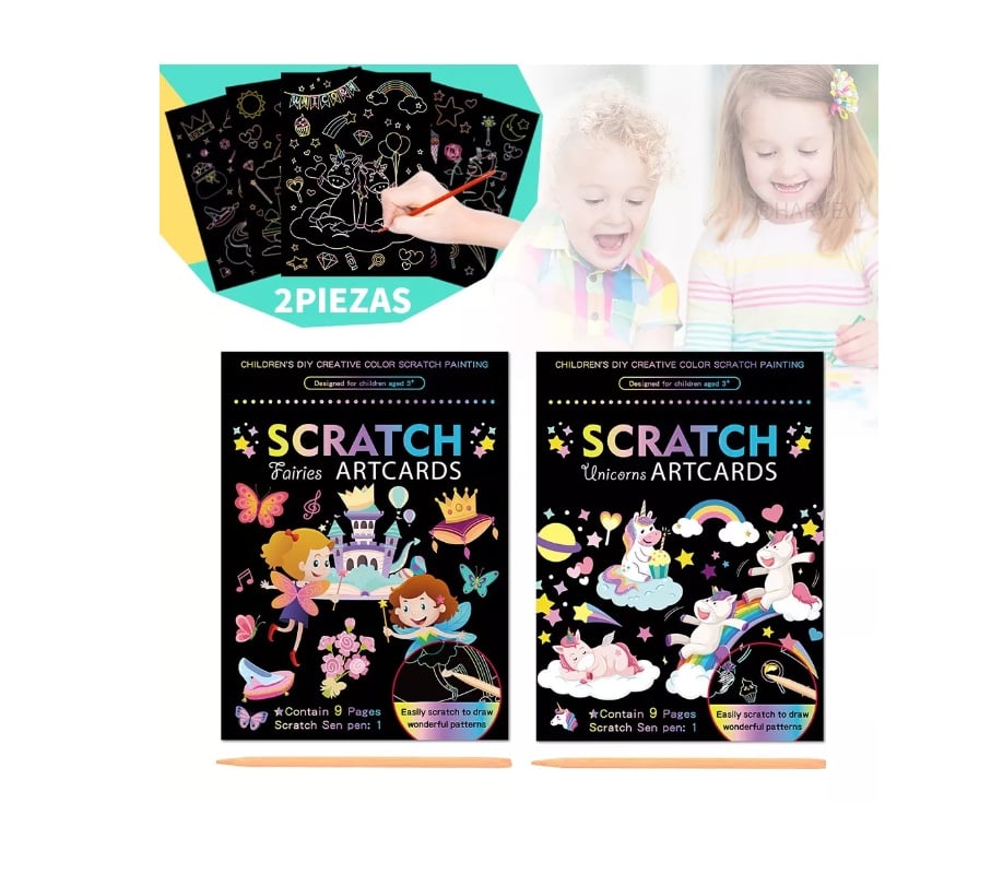 LIBRO PARA PINTAR RIQUI RAINBOW SCRATCH RASCADO 2 PIEZAS - 2