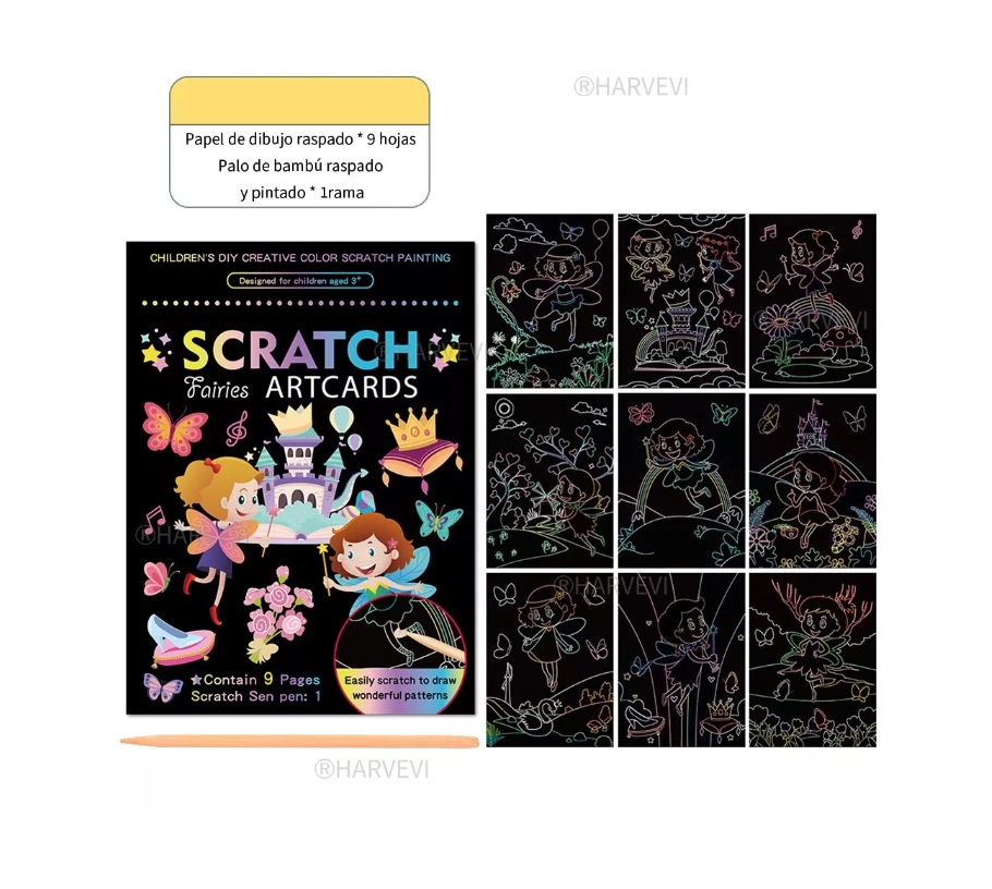 LIBRO PARA PINTAR RIQUI RAINBOW SCRATCH RASCADO 2 PIEZAS - 4