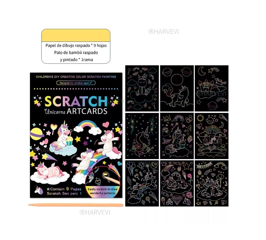 LIBRO PARA PINTAR RIQUI RAINBOW SCRATCH RASCADO 2 PIEZAS - 5