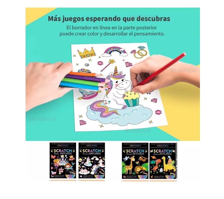 LIBRO PARA PINTAR RIQUI RAINBOW SCRATCH RASCADO 2 PIEZAS - 6
