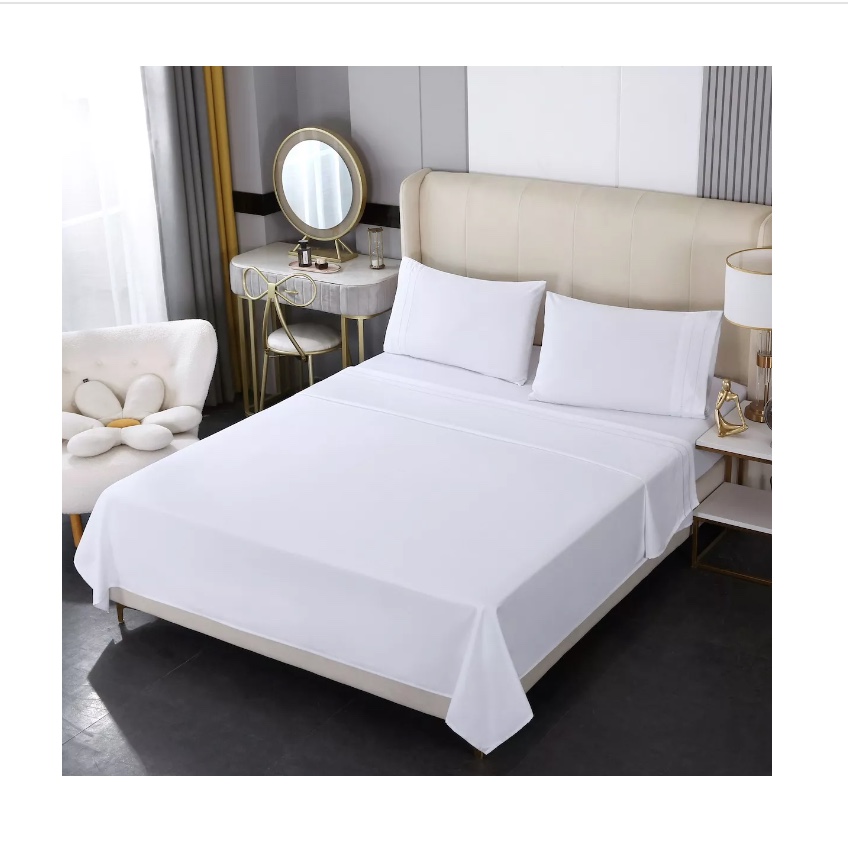 SET SÁBANAS RIQUI 2 PLAZAS 500 HILOS ALGODÓN BLANCO - 1
