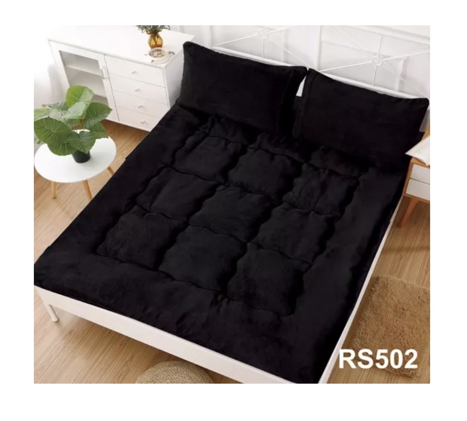 CUBRECAMA RIQUI NEGRO CUBRE COLCHÓN ULTRA ACOLCHADO TOPPER 2 PLAZA - 1