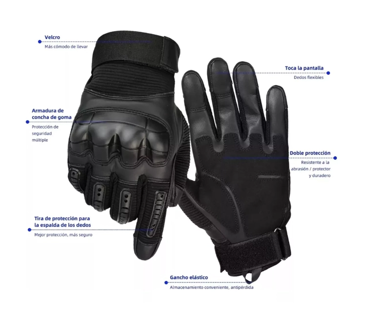 GUANTES CUERO RIQUI NEGRO CON PANTALLA TÁCTIL PARA MOTOCICLETA - 3